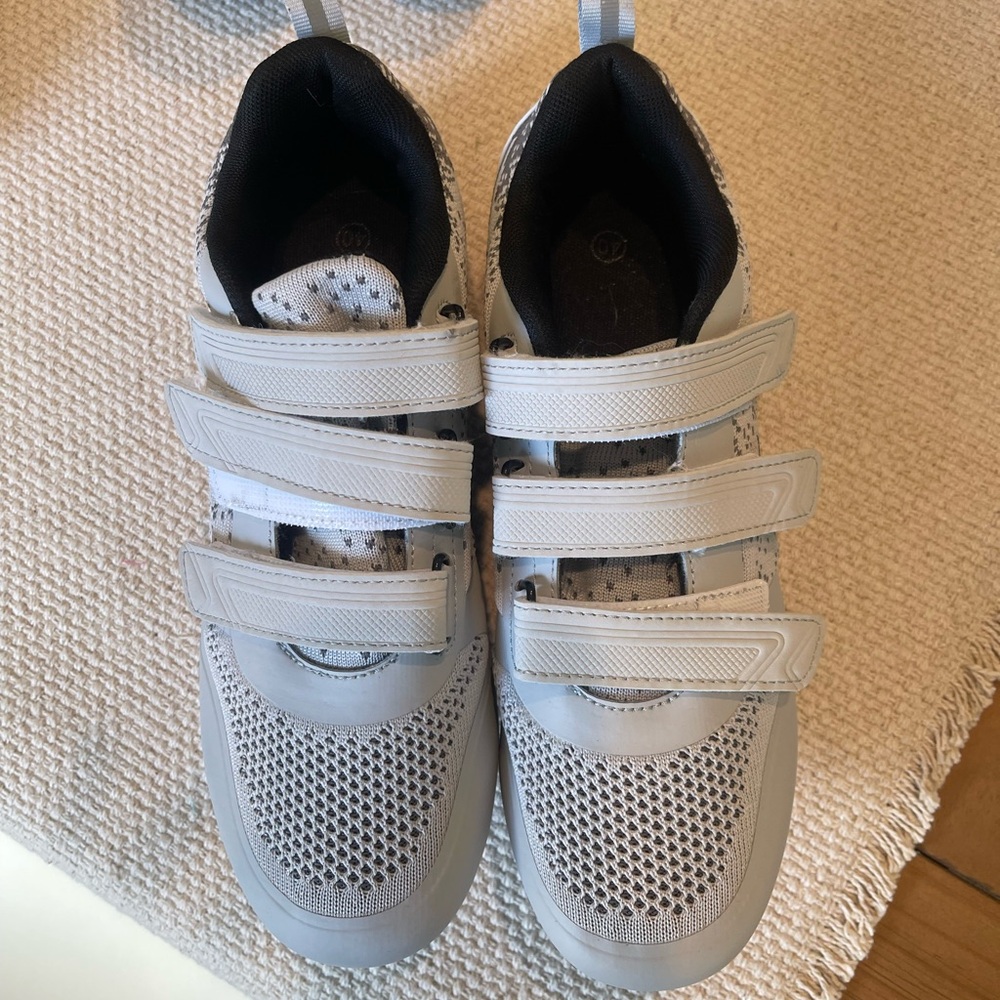 Women's Athletic Velcro Mesh Sneakers in Light Gray